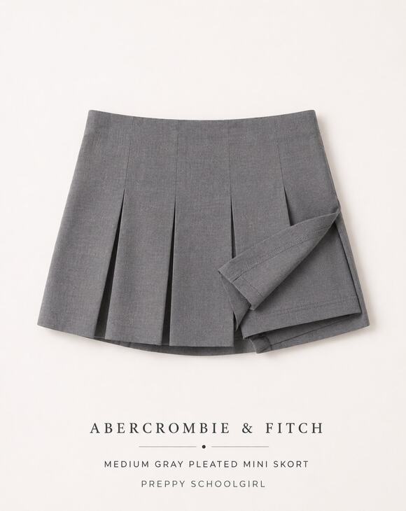 Abercrombie & Fitch Pants - Abercrombie & Fitch Medium Gray Pleated Skort Schoolgirl Preppy Y2K Style